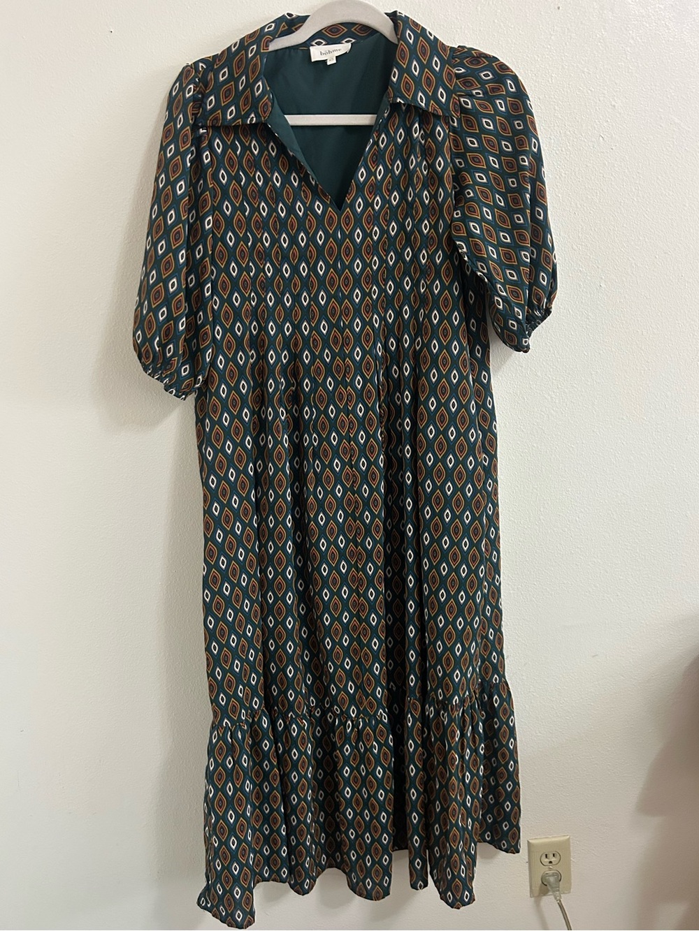Böhme abstract print green and orange collared dress